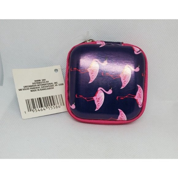 Blue Pink Pelican Graphics Zipper Inside Pouch Tech Earphone Earbuds Case - Picture 4 of 11